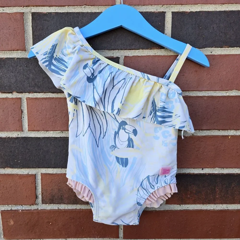 Rufflebutts Birds of Paradise One 6/12 M Shoulder Ruffle One Piece Swim